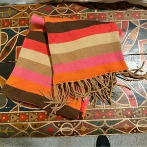 Kinross Cashmere Colorful Striped Extra Long Scarf with Fringe